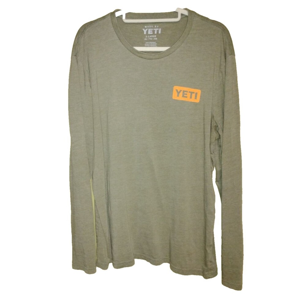 Yeti Men’s Sunrise Elk Long Sleeve Shirt Sz XL Olive Green Orange Logo
